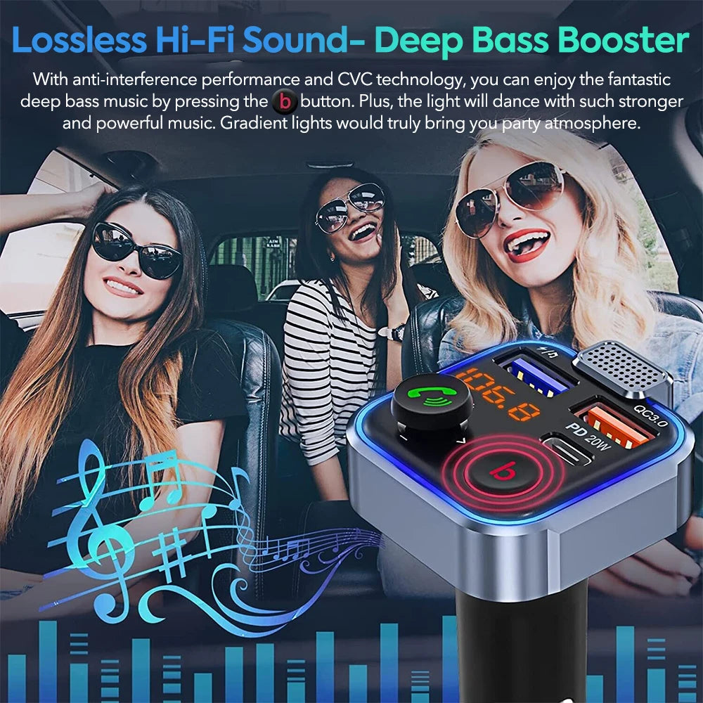 Bluetooth Adapter Car, Wireless Transmitter, Handsfree Music
