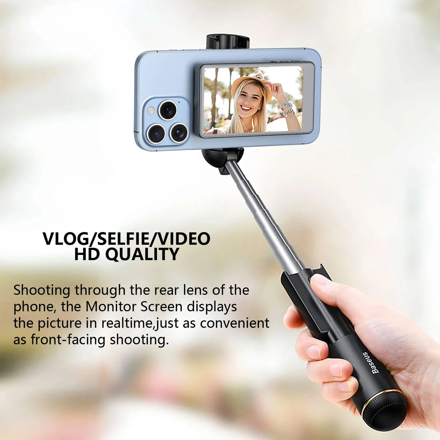 Vlog Selfie Monitor Phone, Rear Camera Wireless