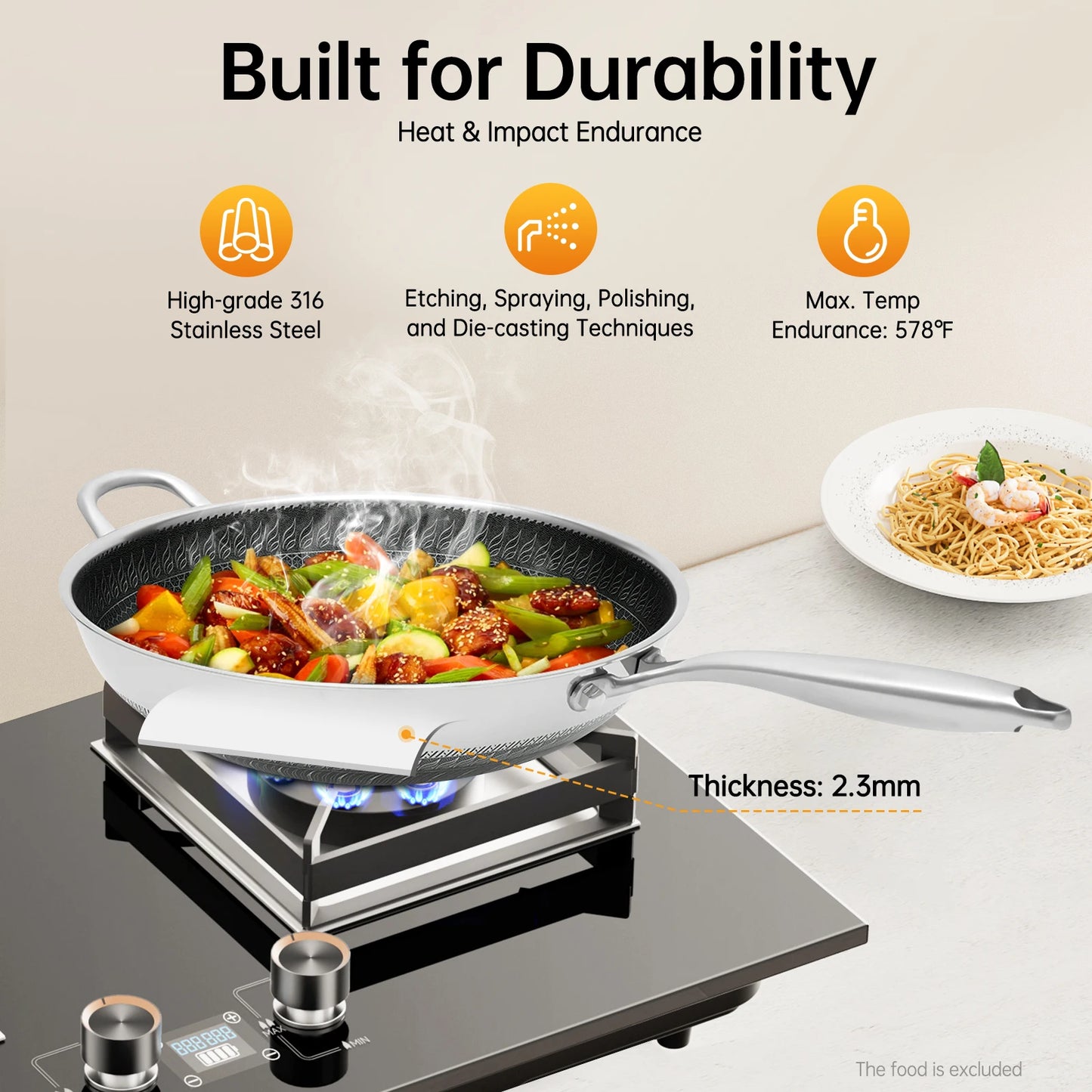 Honeycomb Wok Stainless Steel Cooking Frying Ceramic Stove