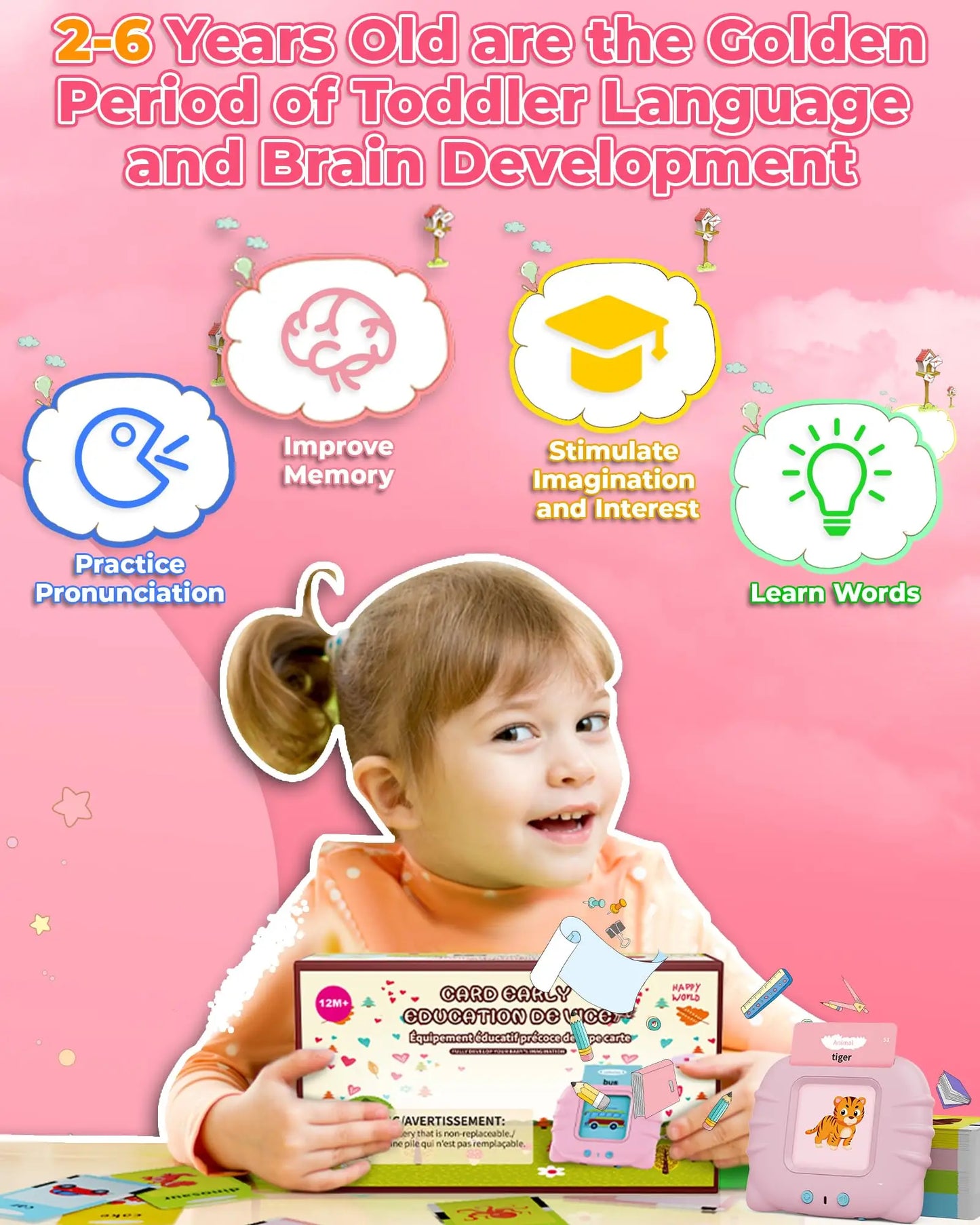 Talking Flash Cards Toddler Girls Speech Therapy