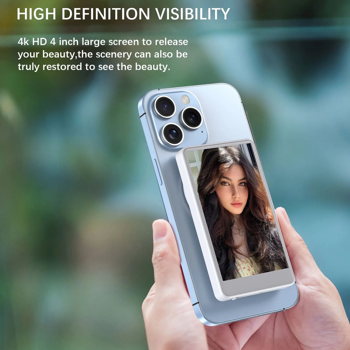 Selfie Monitor Screen Phone, Rear Camera Wireless