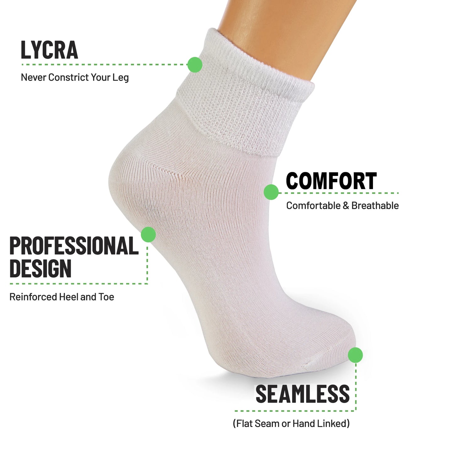 Diabetic Ankle Socks Cotton Non-binding Size 5-7