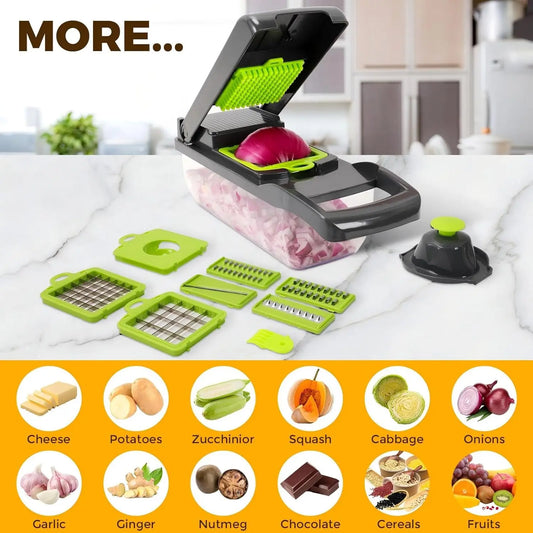 Multifunctional Food Chopper, Onion   7 Blades,  Container