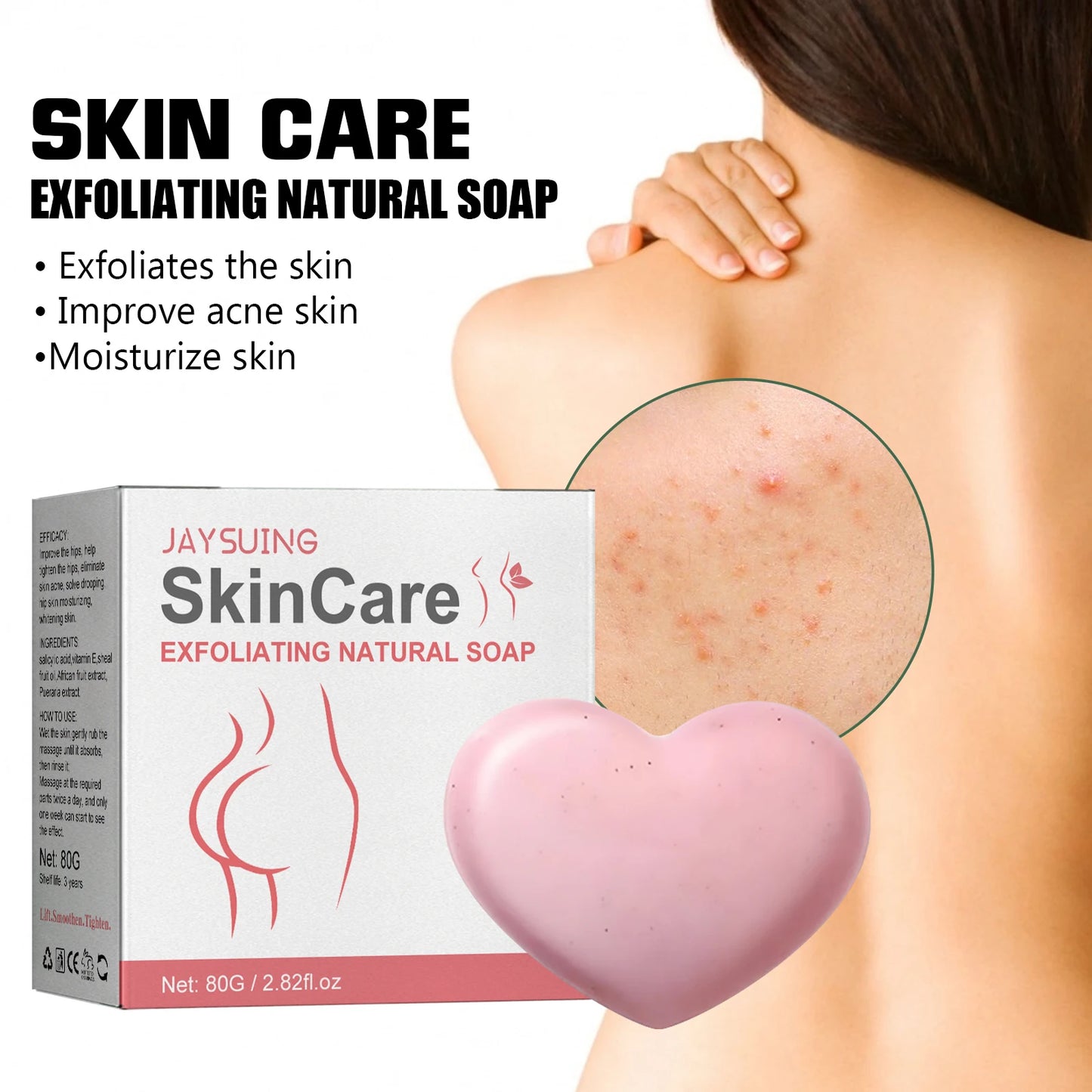 Jayusing Moisturizing Body Soap Deep Cleansing Remove Acne Cutin Skin Care Fragrance Shower Body Whitening Exfoliating Bath Soap
