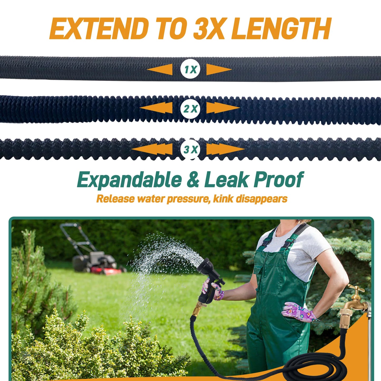 Expandable Garden Hose  Lightweight  Durable Outdoor Watering