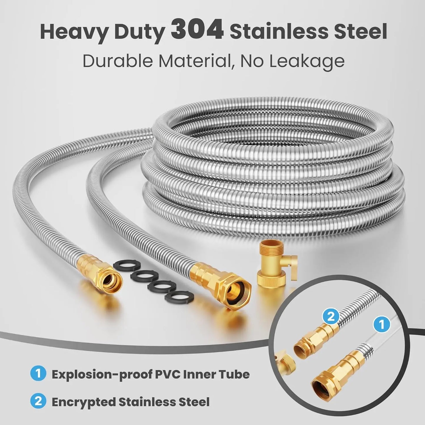 Garden Hose, Stainless Steel Metal Hose, Kink less