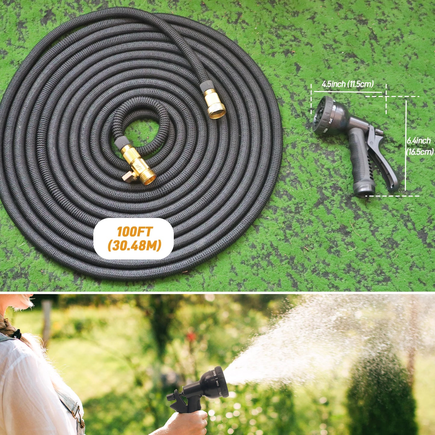 Expandable Garden Hose  Lightweight  Durable Outdoor Watering