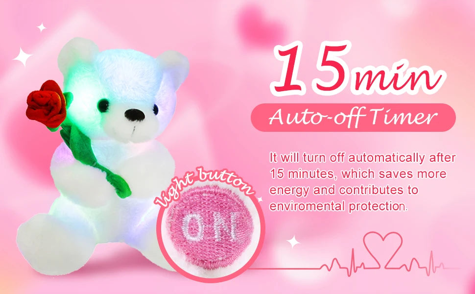 Glow White Teddy Bear  Stuffed  Toy Night