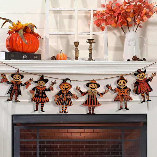 Halloween Wooden Hanging Ornaments Retro Pumpkin Ghost