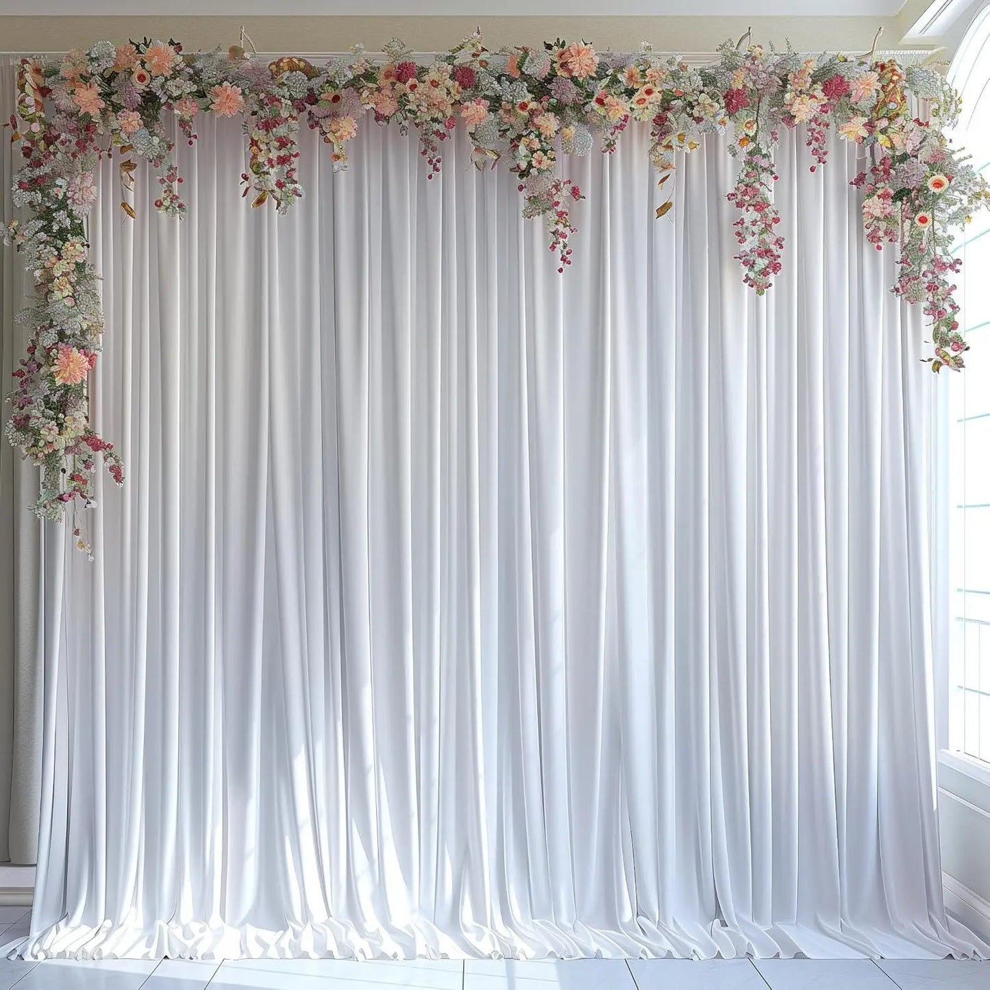 White Backdrop Curtain, Drapes Curtains Panels  Wedding