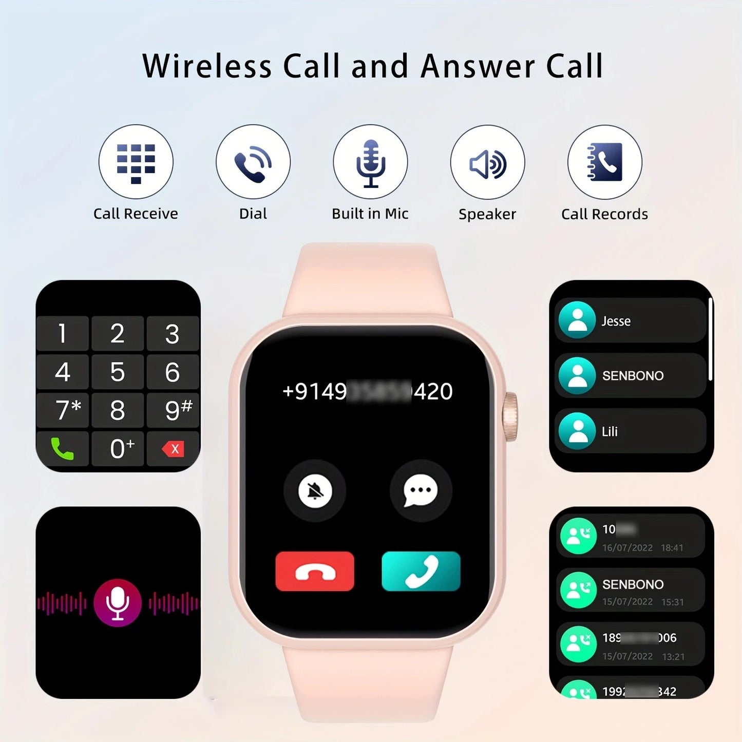Women Smartwatch Bluetooth Dials Monitor Waterproof  Android