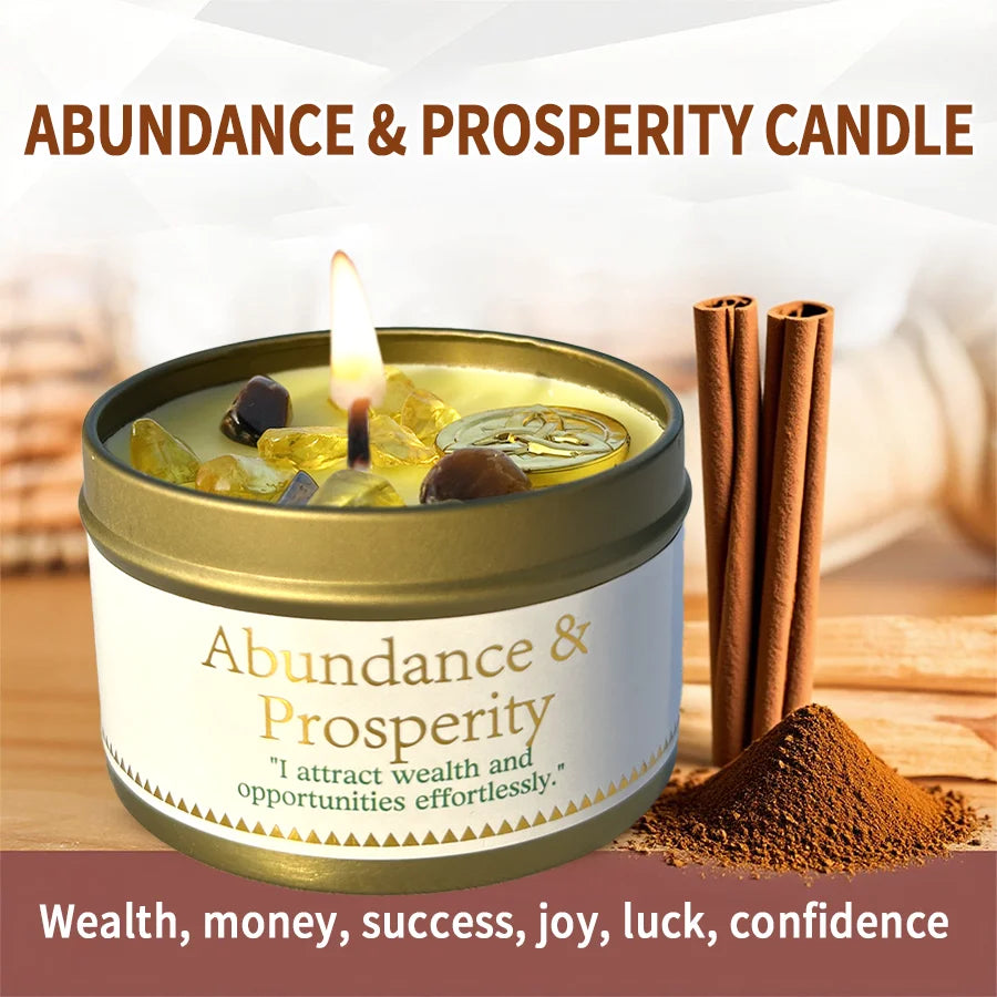 Abundance  Prosperity Ritual Candle, Patchouli  Cinnamon Crystals