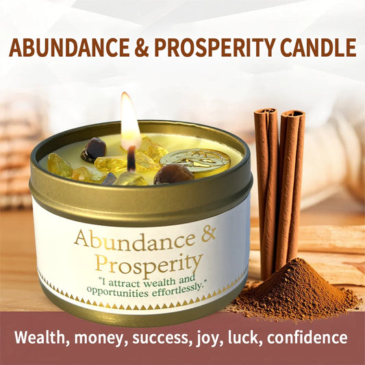 Abundance  Prosperity Ritual Candle, Patchouli  Cinnamon Crystals