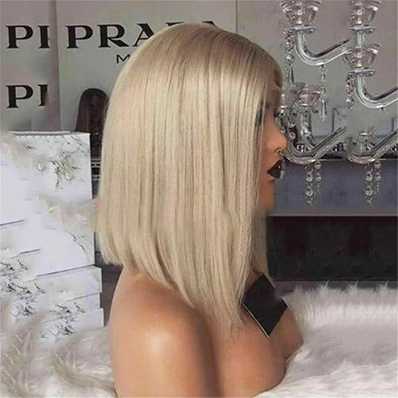 Short Straight Wig Inverted Hair Process Natural