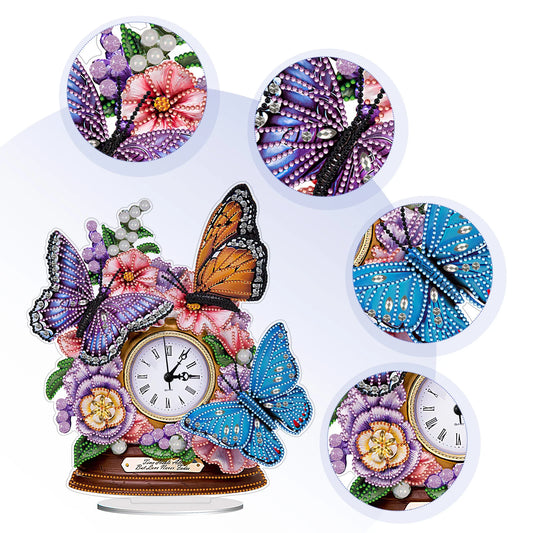 Acrylic Animal Diamond Painting Clock Art Craft Glitter