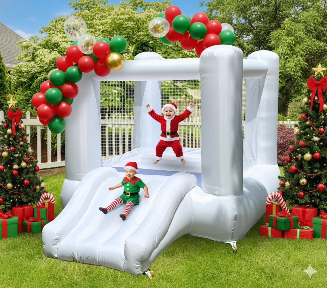Inflatable White Bounce House Oxford  Castle  Blower (without tarp)