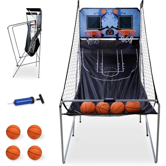 Foldable Indoor Basketball Arcade  Electronic  Dual Hoop