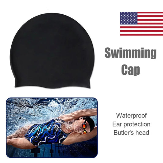 Men Women Swimming Cap Solid Color Waterproof