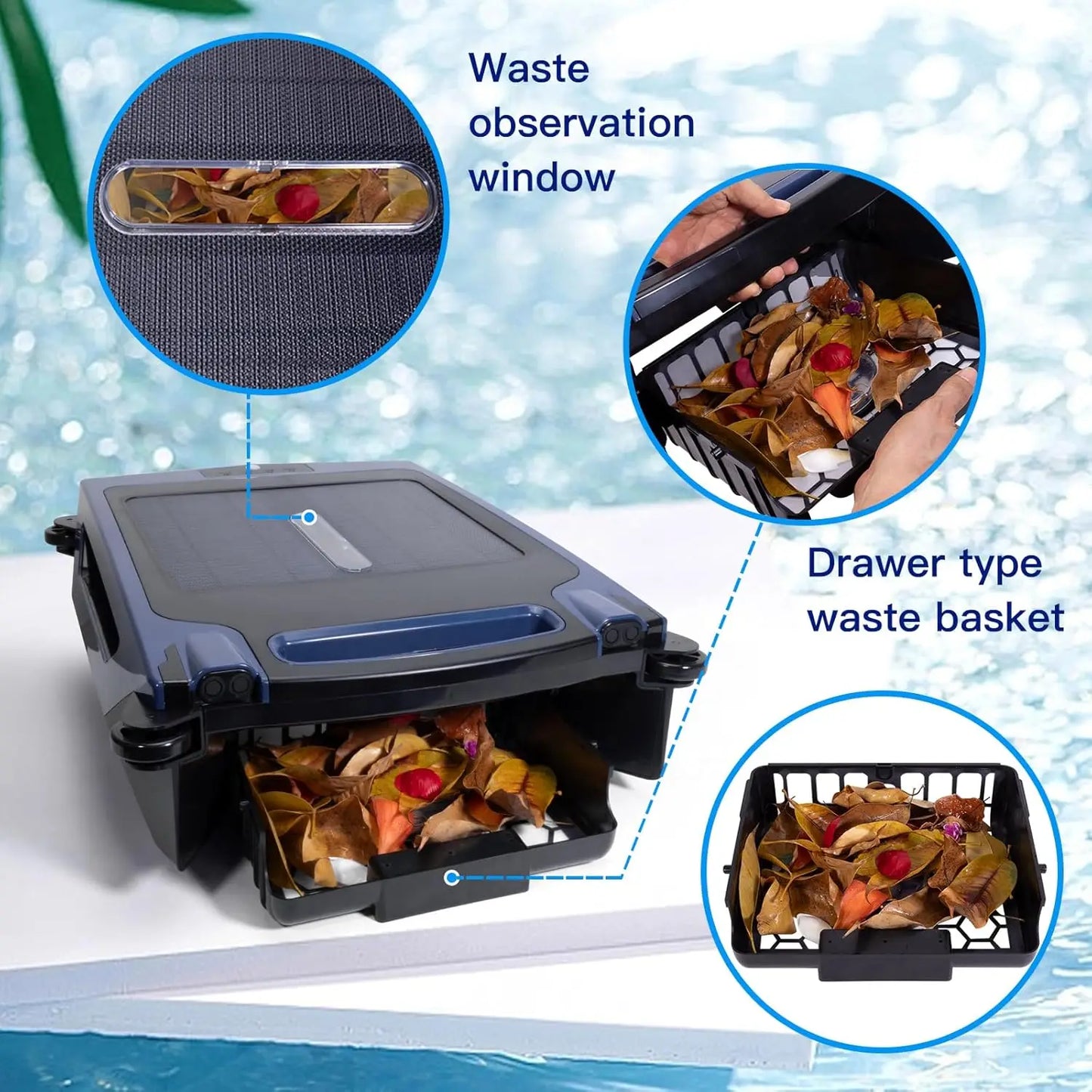 Upgraded Large Solar Pool Cleaner Robot  Control