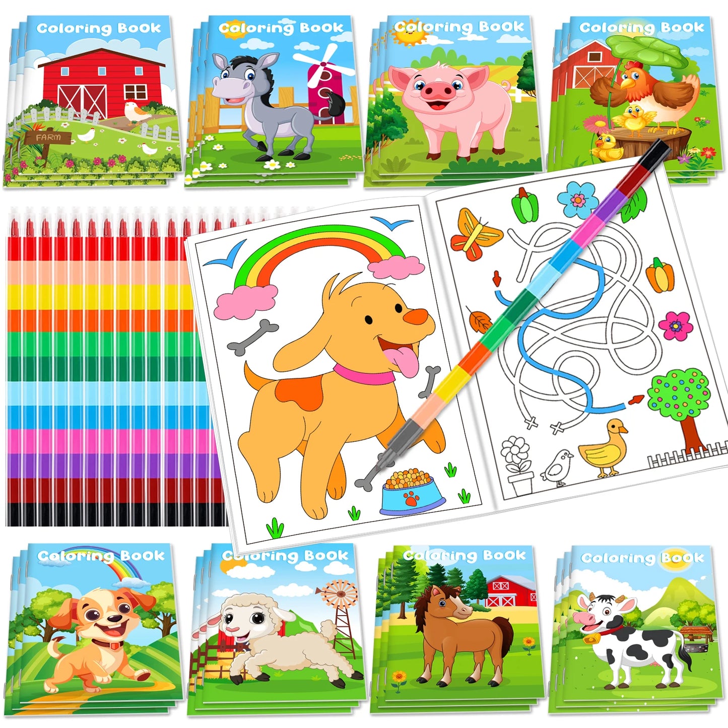 24Pcs Farm Coloring Books Kids Party Favors