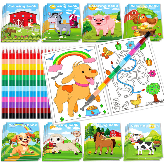 24Pcs Farm Coloring Books Kids Party Favors