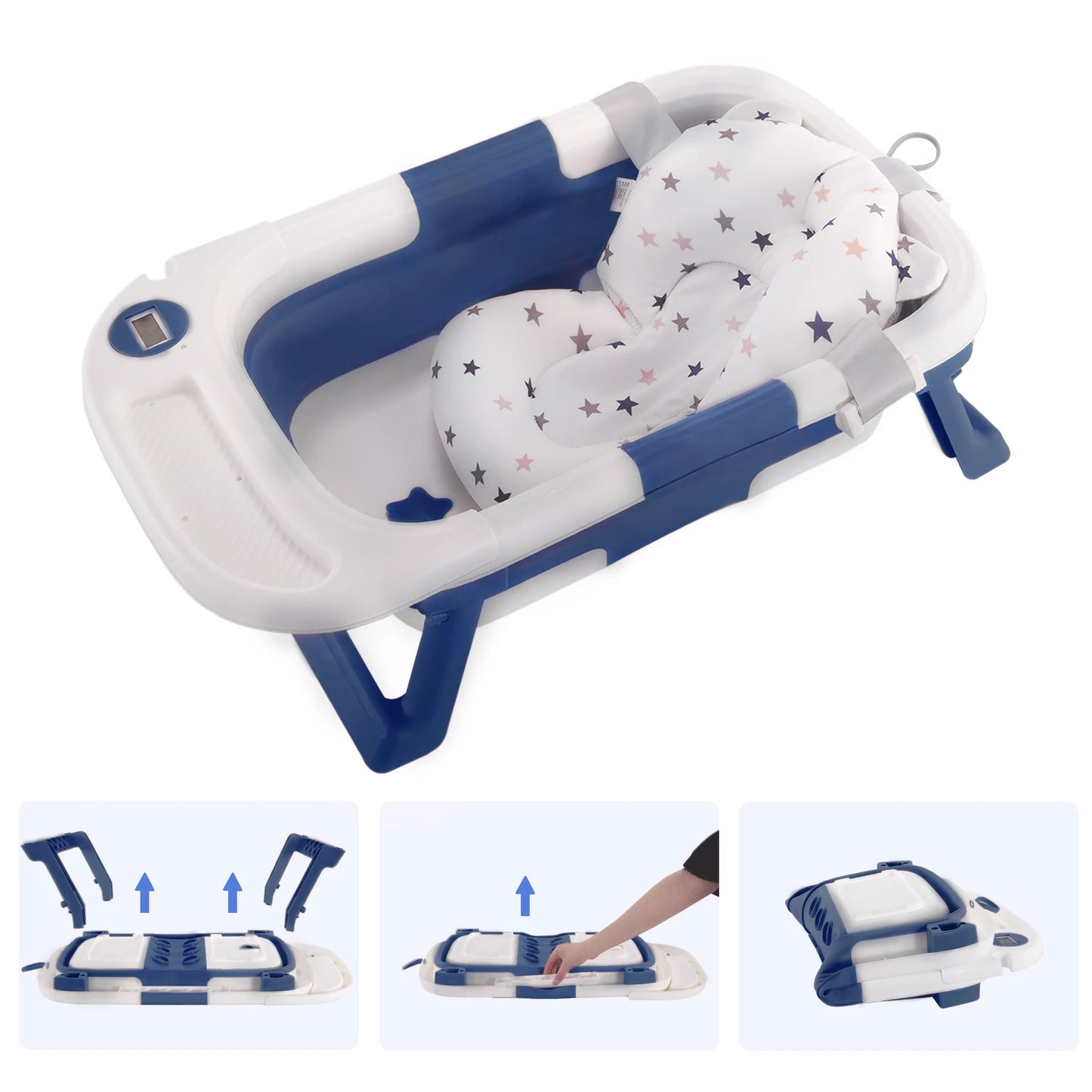 Baby Bath Tub  Soft Cushion  Thermometer , Portable