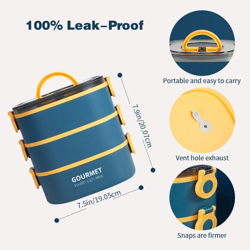 stackable leak-proof microwave safe bento box