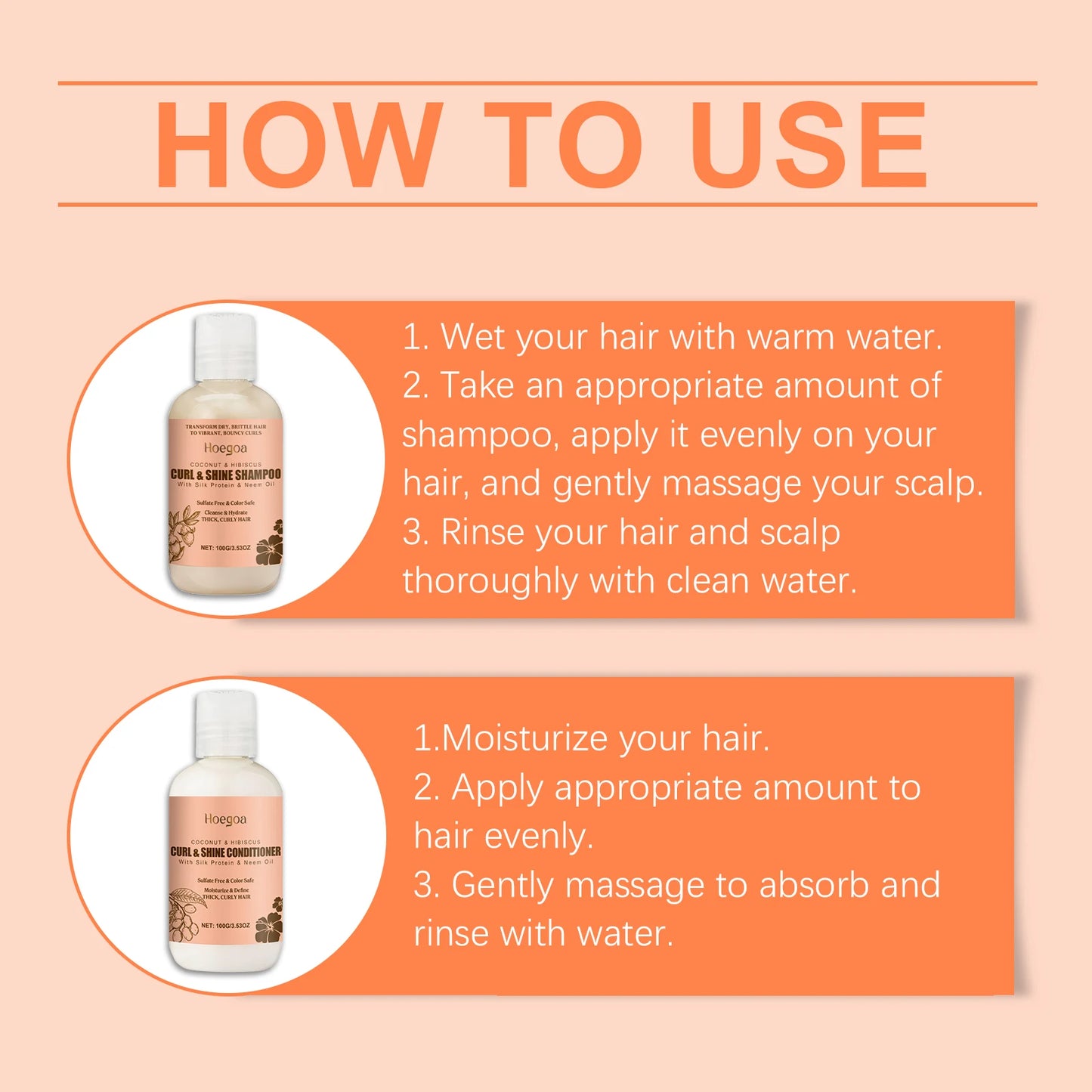 Coconut Hair Care Set Hydrating  Volumizing Shampoo/Conditioner