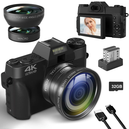 Compact Digital Camcorder Flip Screen Wide Angle