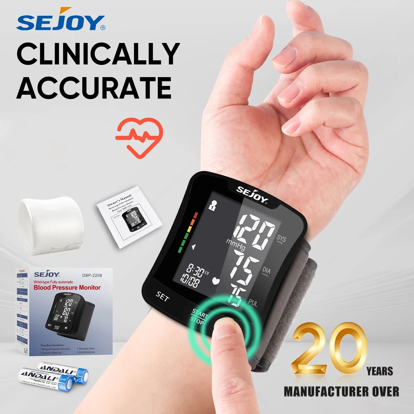 Electronic Blood Pressure Monitor Wrist Cuff Digital