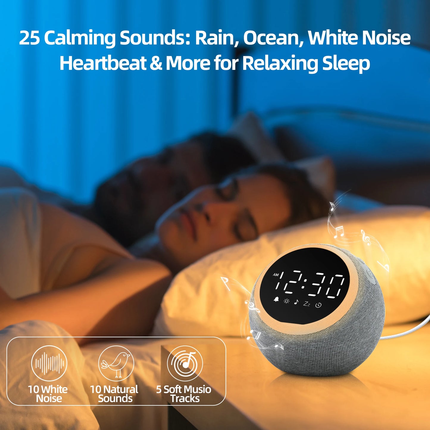 White Noise Sound Machine Alarm Clock Light