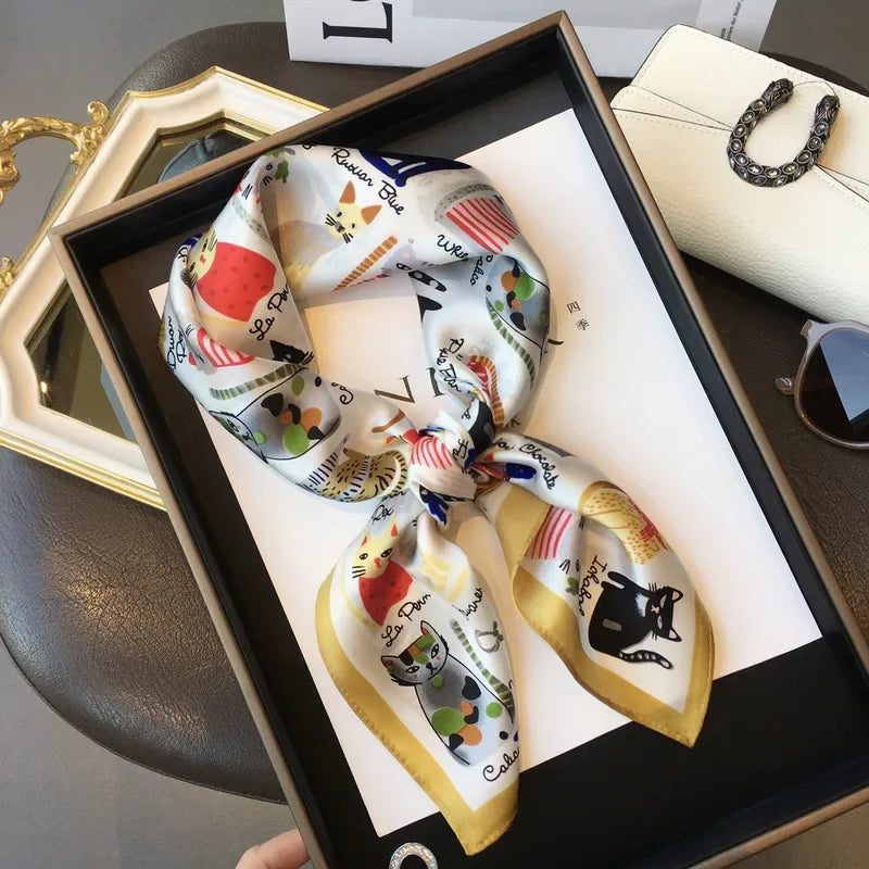 Silk Square  Shawls, Casual Scarves, Hjiab Bandana,