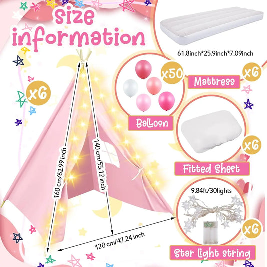 6 Pack Sleepovers Teepee  Bulk  Mattress Sheet