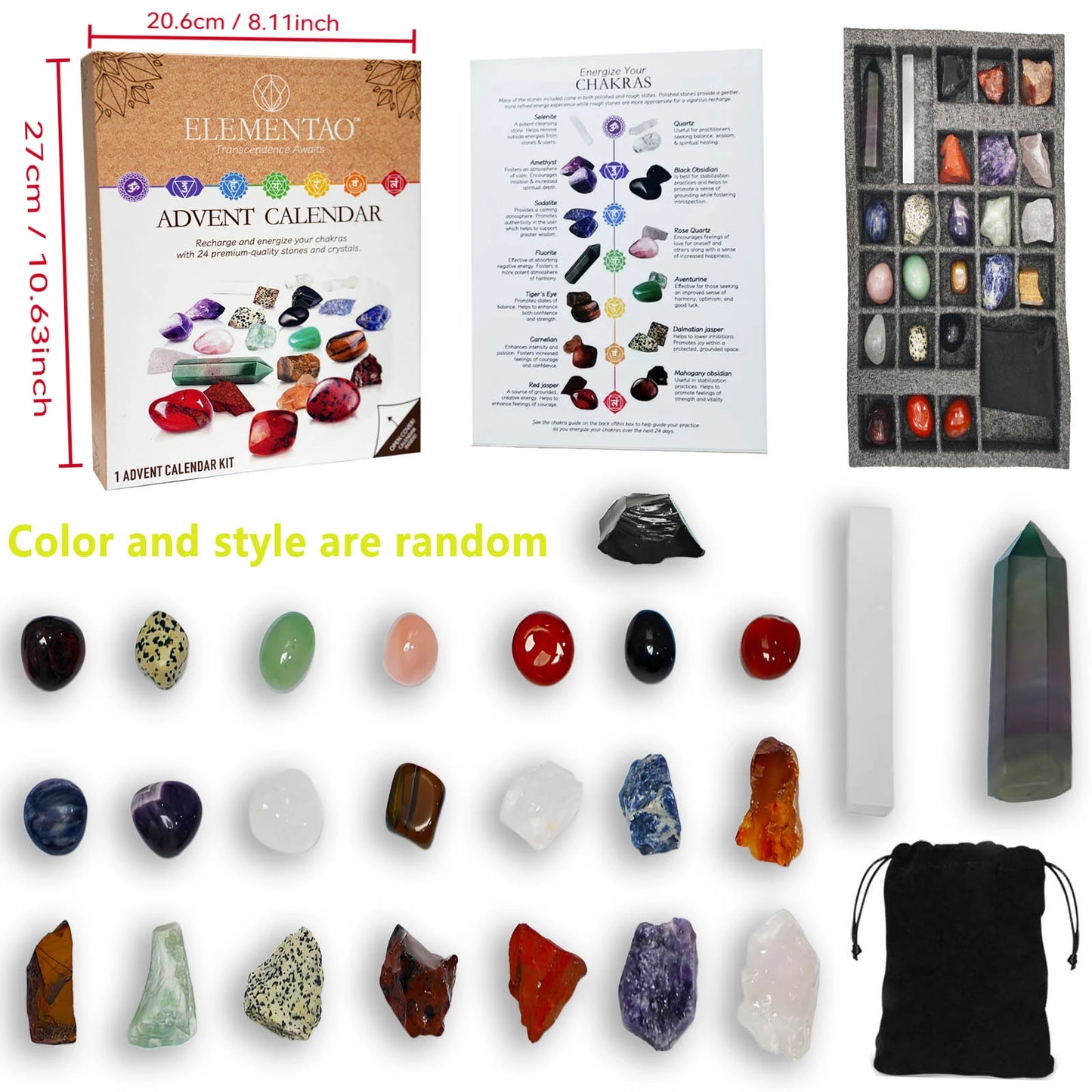 2025 Crystal and Healing Stone Advent Calendar - Christmas Countdown with 24 Chakra Stones and Healing Crystals, Advent Calendar for Adults and Teens, Women's Gift, Crystal Decoration