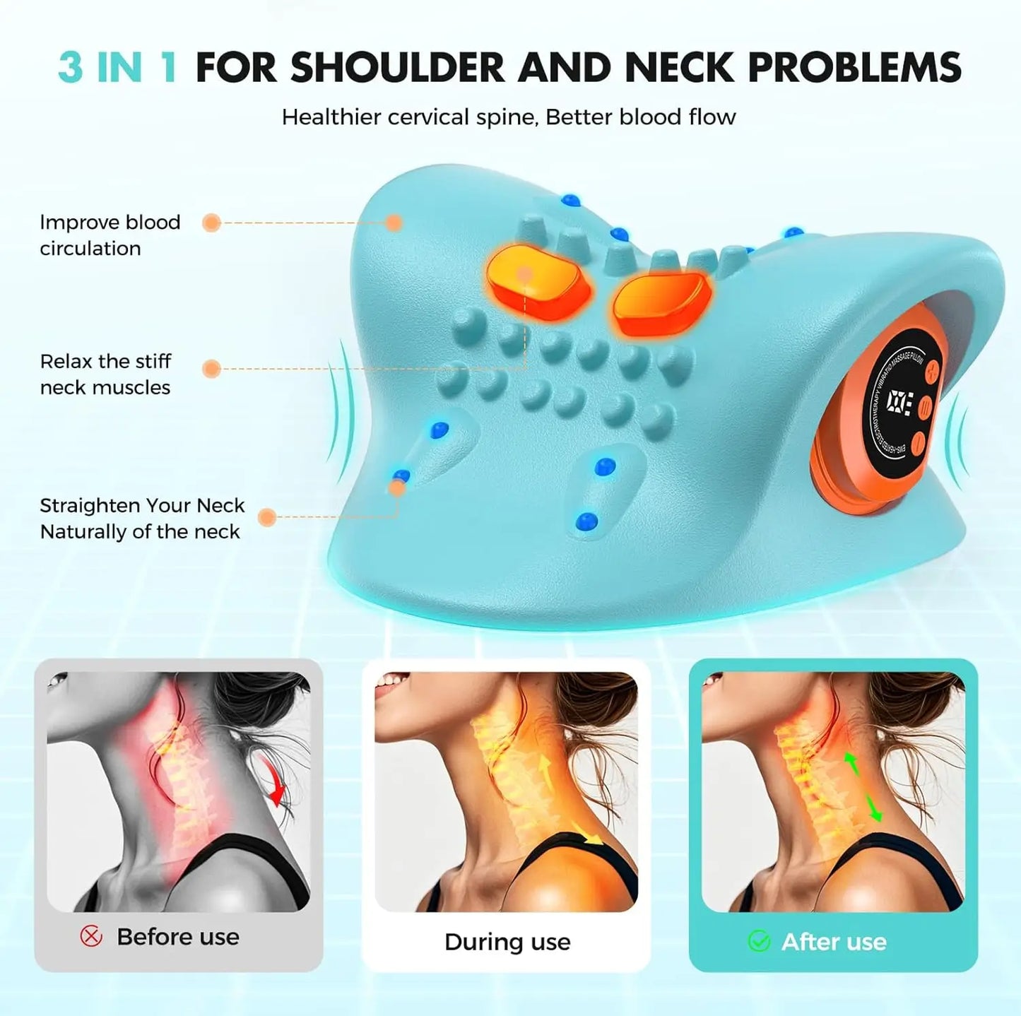 Rechargeable Portable  Neck  Back Massager Remote Control