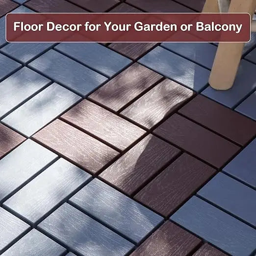44 Pack Interlocking Patio Deck Tiles-12x12 Inch, Easy Install for Poolside, Balcony, Backyard - Durable Polypropyl
