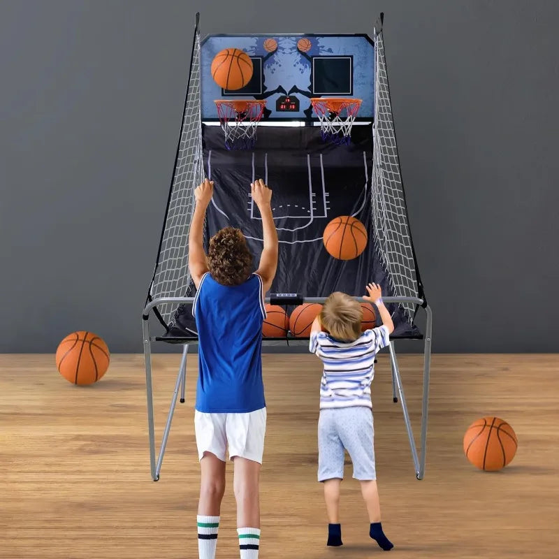 Foldable Indoor Basketball Arcade  Electronic  Dual Hoop