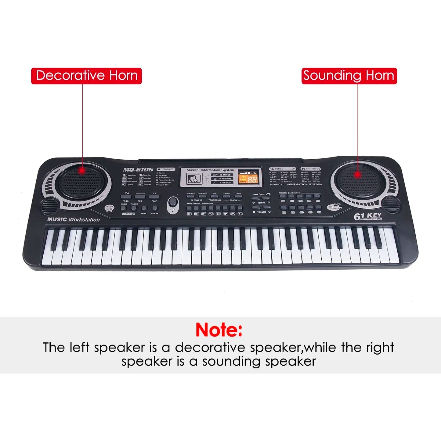 61 Keys Black Digital Music Electronic Kids