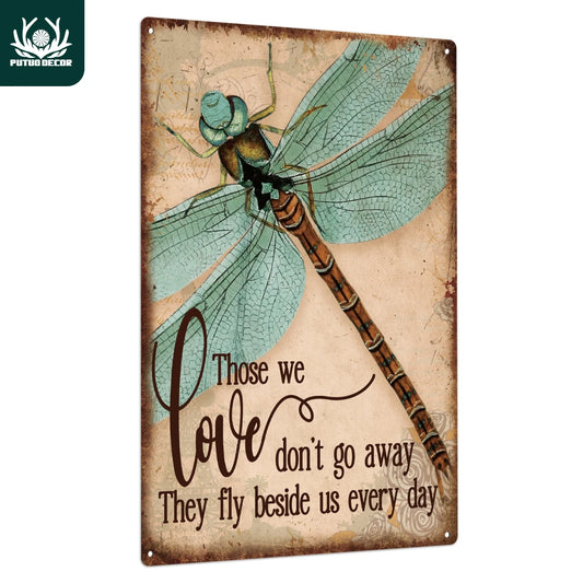 Dragonfly Metal Signs, Motivational Plaque Wall Art