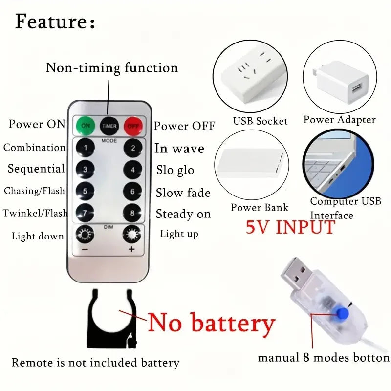 Curtain Lights , Remote Controlled Bedroom Holiday Decor