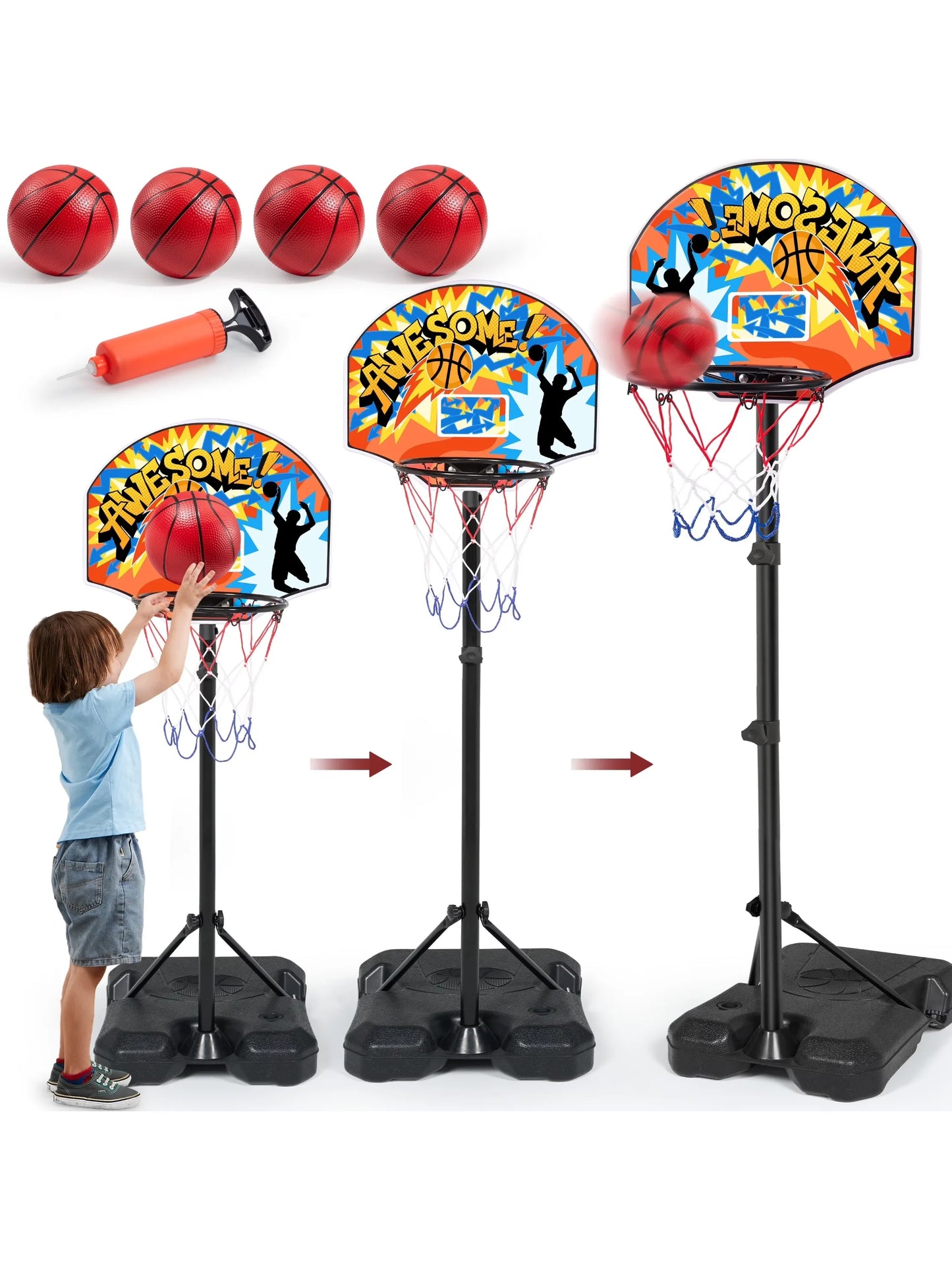 Adjustable Kids Basketball HoopToddler Indoor Outdoor