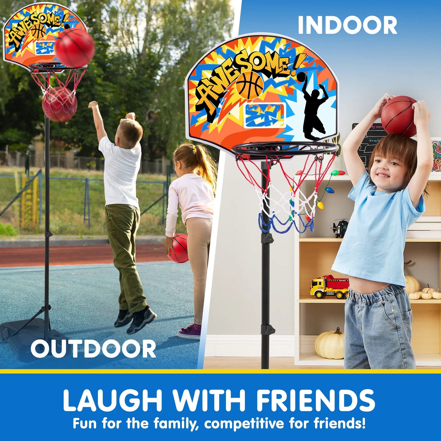 Adjustable Kids Basketball HoopToddler Indoor Outdoor