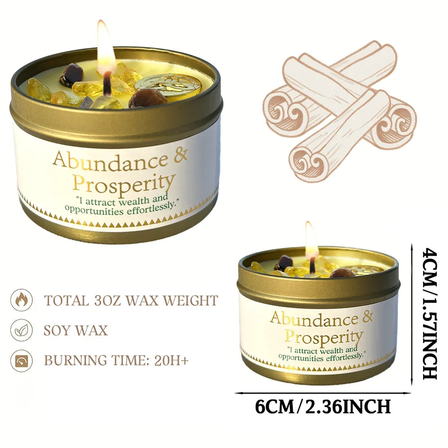 Abundance  Prosperity Ritual Candle, Patchouli  Cinnamon Crystals