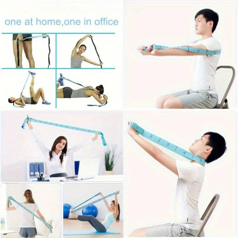 11-Grid Yoga Stretch Strap Adjustable Resistance Exercise Belt for Full Body Stretching, Leg & Waist Muscle Training Yoga, Pilat