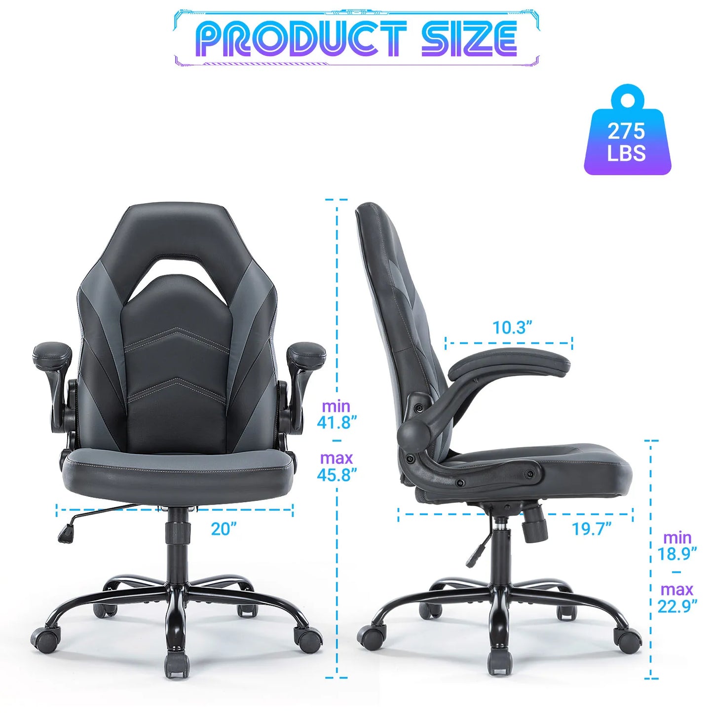Ergonomic Desk Chair Adjustable Leather  Flip-up Armrest