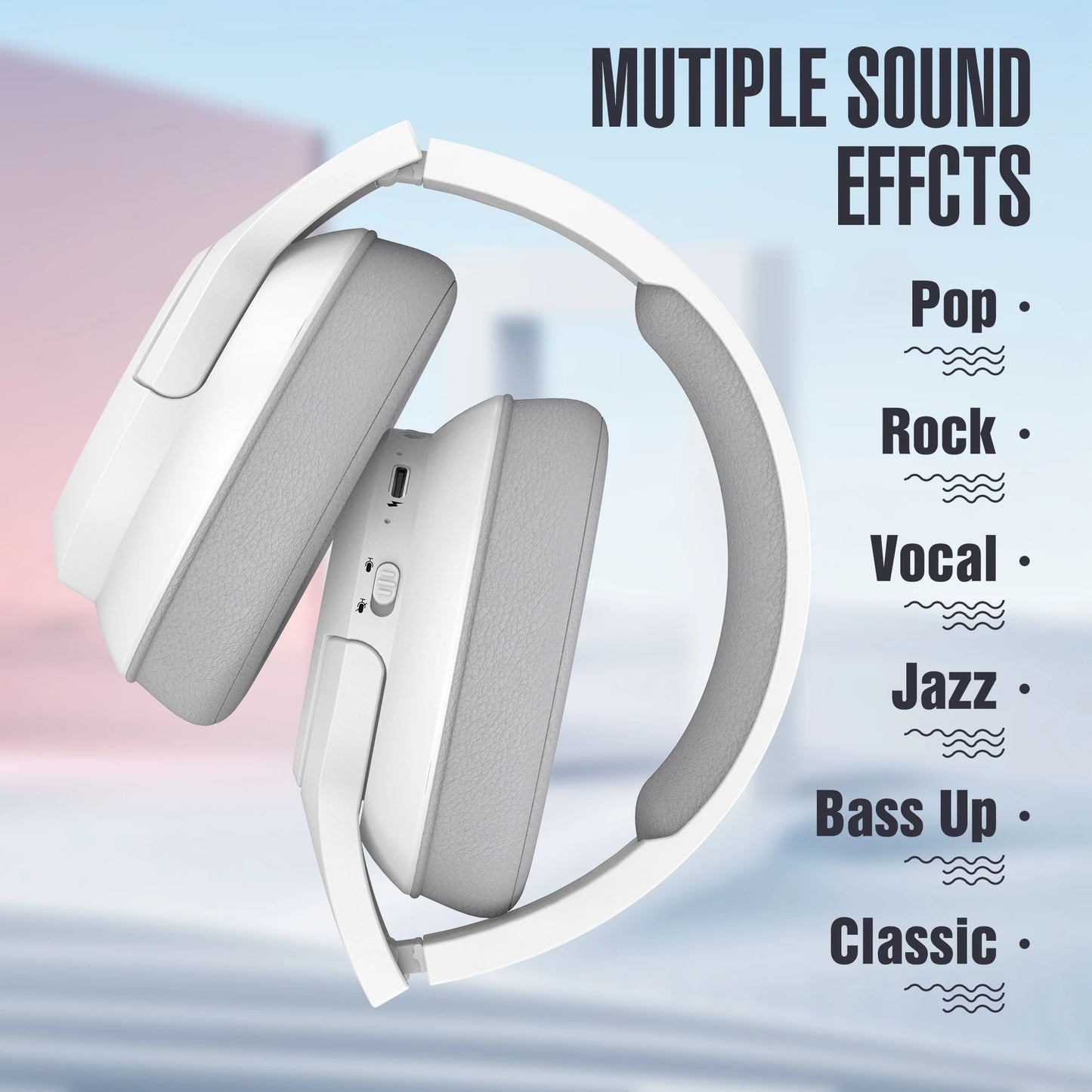 Bluetooth Wireless Over-Ear Headphones Playtime Microphone,  Lightweight