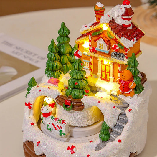 Christmas Village Music Box  Snow House Figurine