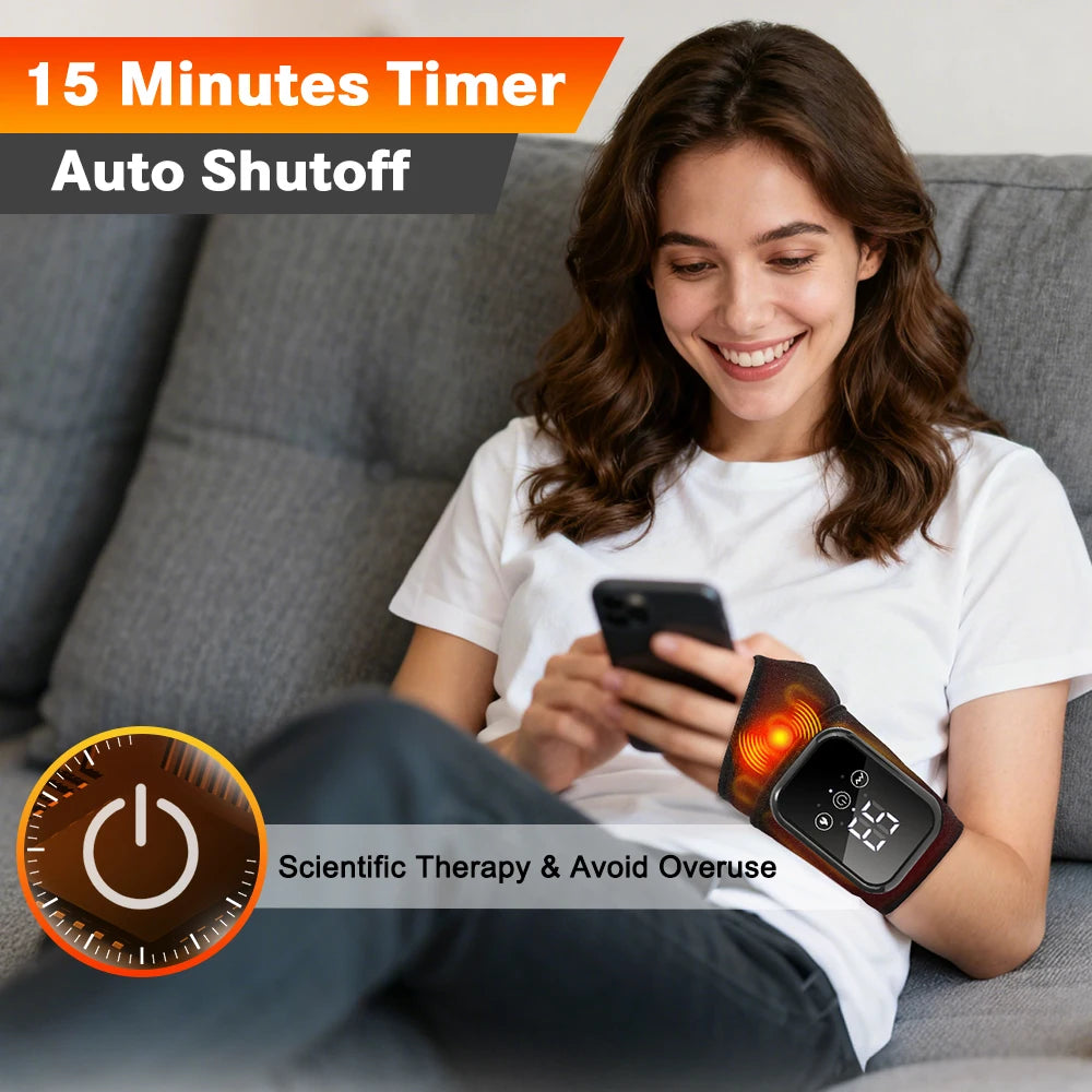 Hand Wrist Massager Hot Compress Vibration Relaxation