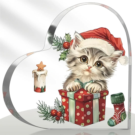 Acrylic heart-shaped kitten gift ornaments, birthday