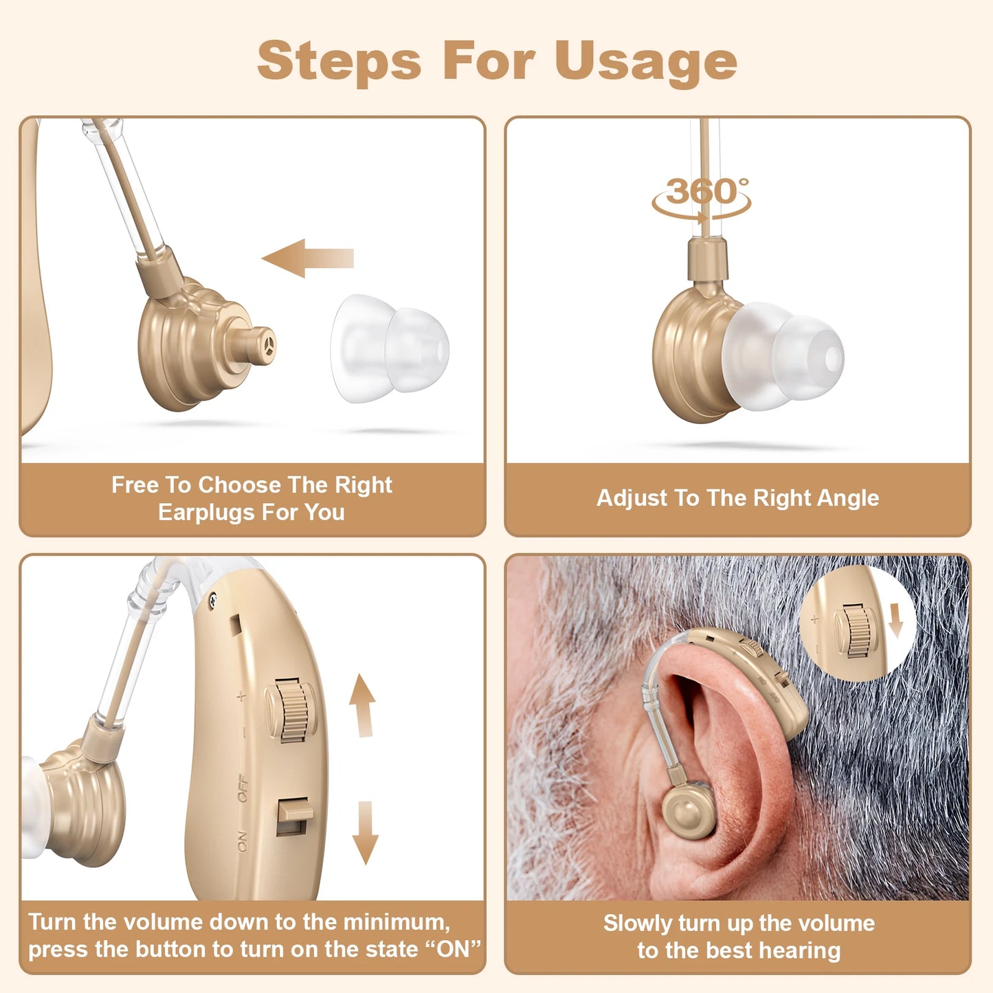 Volume-Adjustable Hearing Aids Seniors Sound Amplifiers